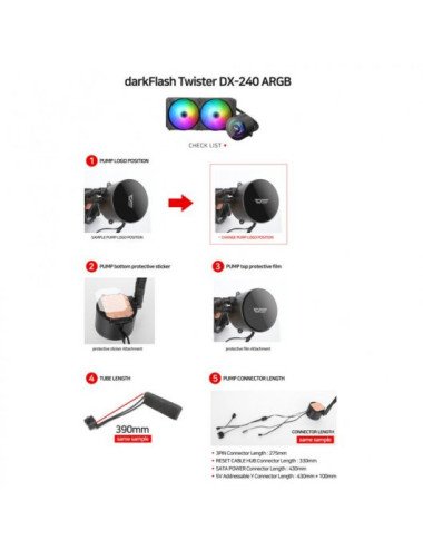 DarkFlash DX240 ARGB Kit Refrigeración Líquida Negra